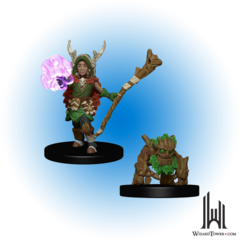 WARDLINGS RPG FIGURE - BOY DRUID & TREE CREATURE